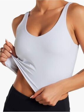 Seamless V-Neck White Tank Top - Womens Active Layer